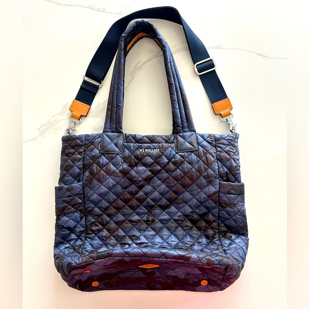 MZ Wallace Navy Quilted Camo Tote